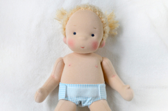 Diaper for 14-15 inch (36-38 cm) Waldorf baby doll, including printable PDF sewing pattern and step-by-step tutorial for creating handmade doll clothes and accessories, perfect for DIY projects.