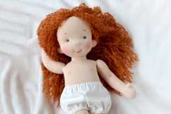 Clothes set for 11 inch (28 cm) Waldorf doll, including printable PDF sewing patterns and step-by-step tutorials for creating handmade doll outfits, perfect for DIY sewing projects and gifts.
