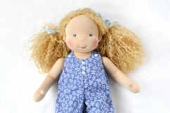 Clothes set for 15 inch (36 cm) Waldorf doll, including printable PDF sewing patterns and step-by-step tutorials for creating handmade doll outfits, perfect for DIY sewing projects and handmade gifts.