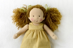 Clothes set for 11 inch (28 cm) Waldorf doll, including printable PDF sewing patterns and step-by-step tutorials for creating handmade doll outfits, perfect for DIY sewing projects and gifts.