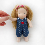 Clothes set for 7 inch (18 cm) Waldorf doll, including printable PDF sewing patterns and step-by-step tutorials for creating handmade doll outfits, perfect for DIY sewing projects and gifts.