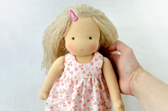 Clothes set for 13 inch (33 cm) Waldorf doll, including printable PDF sewing patterns and step-by-step tutorials for creating handmade doll outfits, perfect for DIY sewing projects and gifts.