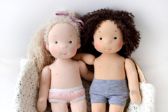 Clothes set for 15 inch (36 cm) Waldorf doll, including printable PDF sewing patterns and step-by-step tutorials for creating handmade doll outfits, perfect for DIY sewing projects and handmade gifts.