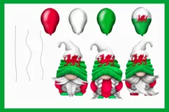 Welsh Gnome Clipart, Red Dragon Flag Balloons PNG Product Image 2