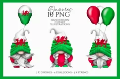 Welsh Gnome Clipart, Red Dragon Flag Balloons PNG Product Image 1