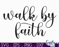 Christian Farmhouse Round Sign, Walk By Faith Svg Cut File Product Image 2