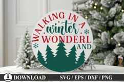Walking in a winter - Christmas Round Sign Design Product Image 1