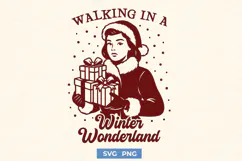 Walking in a Winter Wonderland SVG PNG | Retro Christmas Art Product Image 1