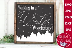 Walking In A Winter Wonderland Silhouette Farmhouse Sign Svg Product Image 1