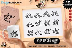Walking People In Stylish Footwear Clipart Set Product Image 1