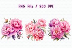 Peonies Butterfly Watercolor Sublimation Clipart Product Image 4