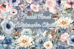 Pastel flowers watercolor clipart, Floral Sublimation PNG Product Image 1