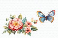 Butterflies Flowers Watercolor Clipart Product Image 2