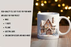 Christmas House Watercolor Winter Clipart Sublimation PNG Product Image 2