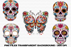 Skull Floral Halloween Sublimation PNG, Clipart Bundle Product Image 2