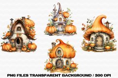 Fairy House Pumpkin Sublimation PNG, Clipart Bundle Product Image 2