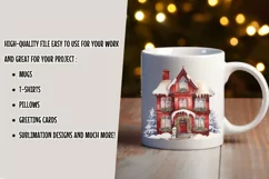 Christmas House Watercolor Winter Clipart Sublimation PNG Product Image 2