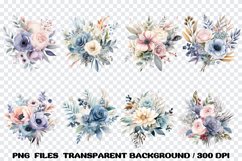 Pastel flowers watercolor clipart, Floral Sublimation PNG Product Image 3
