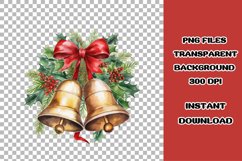 Watercolor Christmas Bell Sublimation, Clipart Bundle Product Image 4