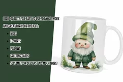 Gnomes Christmas Green Watercolor Clipart Sublimation PNG Product Image 2
