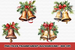 Watercolor Christmas Bell Sublimation, Clipart Bundle Product Image 3