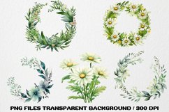 Flowers leaves watercolor bundle clipart, Floral Sublimation Product Image 2