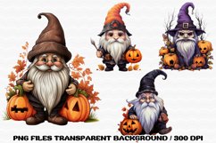 Halloween Gnome Pumpkin Sublimation PNG, Clipart Bundle Product Image 3