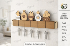 Wall Key Holder With Keychains Laser Cut. Key Organizer SVG Product Image 1