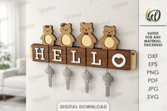 Wall Key Holder With Keychains Laser Cut. Key Organizer SVG Product Image 1