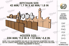 Wall Key Holder With Keychains Laser Cut. Key Organizer SVG Product Image 2