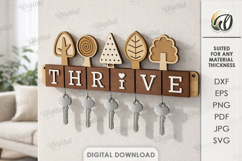 Wall Key Holder With Keychains Laser Cut. Key Organizer SVG Product Image 1