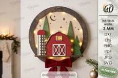 Christmas Village Round Sign Laser Cut. Wall Decor SVG Product Image 1