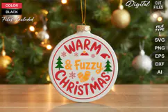 Warm & Fuzzy Christmas SVG | Christmas Round Sign SVG | Xmas Product Image 1
