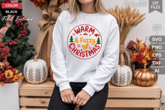 Warm &amp; Fuzzy Christmas SVG | Christmas Round Sign SVG | Xmas Product Image 4