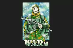 Warm | Soldier with Cup of Coffee in Winter | Funny T shirt