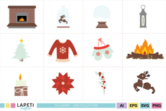 festive winter illustrations for stickers