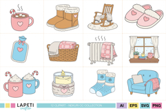 Cute pastel cozy objects for crafting