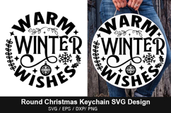 Round Christmas Keychain SVG Design - Sleigh rides and hot Product Image 6