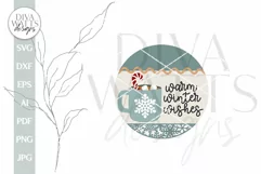 Warm Winter Wishes SVG Christmas Door Hanger SVG Hot Cocoa Product Image 2