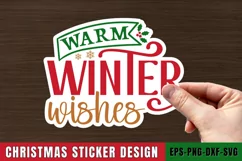 Warm Winter Wishes Stickers SVG , Christmas SVG Design Product Image 1