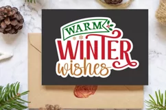 Warm Winter Wishes Stickers SVG , Christmas SVG Design Product Image 2