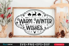 Warm Winter Wishes SVG , Christmas SVG Sign Design Product Image 1