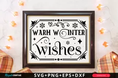Warm Winter Wishes SVG , Farmhouse Christmas SVG Design Product Image 1