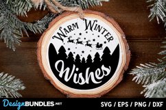Warm winter wishes round ornament svg Product Image 2