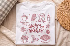 Warm Wishes Christmas PNG,Retro Winter Holiday Doodle Product Image 1