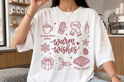 Warm Wishes Christmas PNG,Retro Winter Holiday Doodle Product Image 3