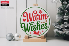 Warm Wishes SVG | Christmas Round Sign SVG | Xmas SVG Product Image 1