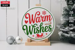 Warm Wishes SVG | Christmas Round Sign SVG | Xmas SVG Product Image 1