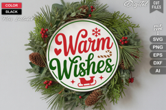 Warm Wishes SVG | Christmas Round Sign SVG | Xmas SVG Product Image 2