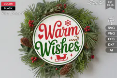 Warm Wishes SVG | Christmas Round Sign SVG | Xmas SVG Product Image 2